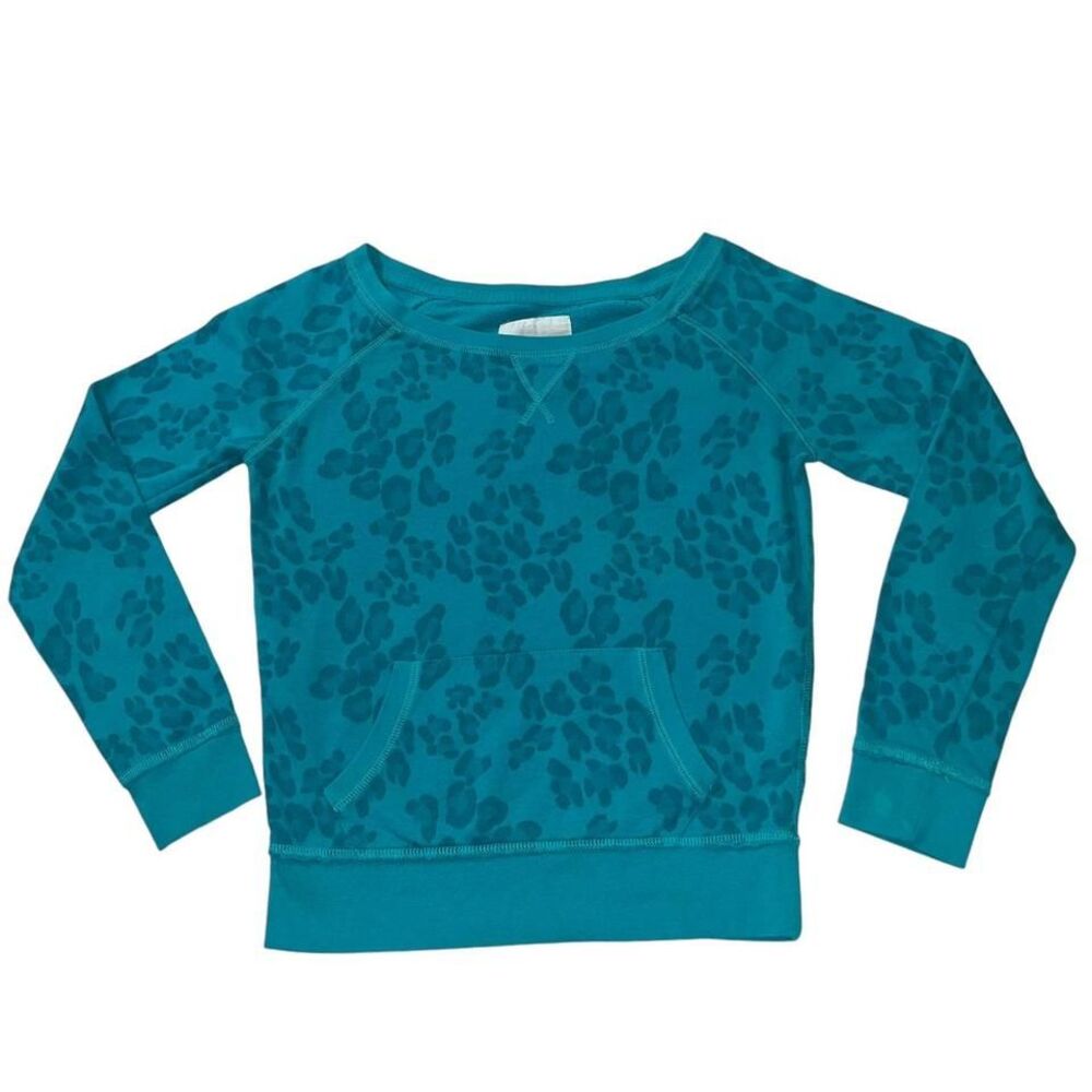 Aeropostale Teal leopard print sweatshirt with‎ pockets Y2k 2000s